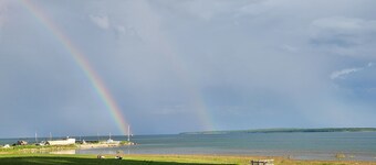 "Sunrise Beach" Travel Trailer on 435' of Lake Michigan frontage- Fish on!