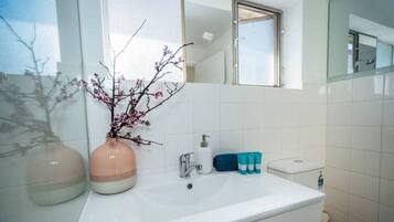 Secador de pelo, jabón y champú