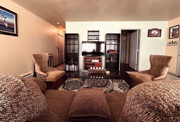 TV, DVD player, books