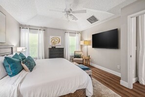 4 bedrooms, desk, iron/ironing board, travel cot