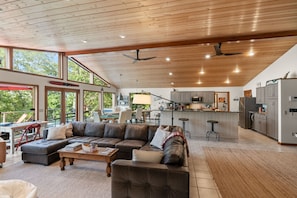 TV, fireplace, table tennis, books