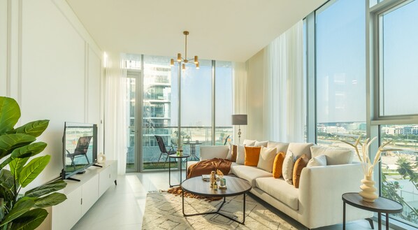 Living room - Manzil - Stunning 1BR with Lagoon Access (Dubai)