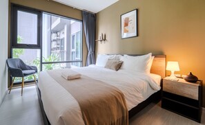 1 slaapkamer, een strijkplank/strijkijzer, wifi, beddengoed
