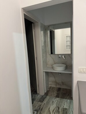 Hair dryer, towels, toilet paper