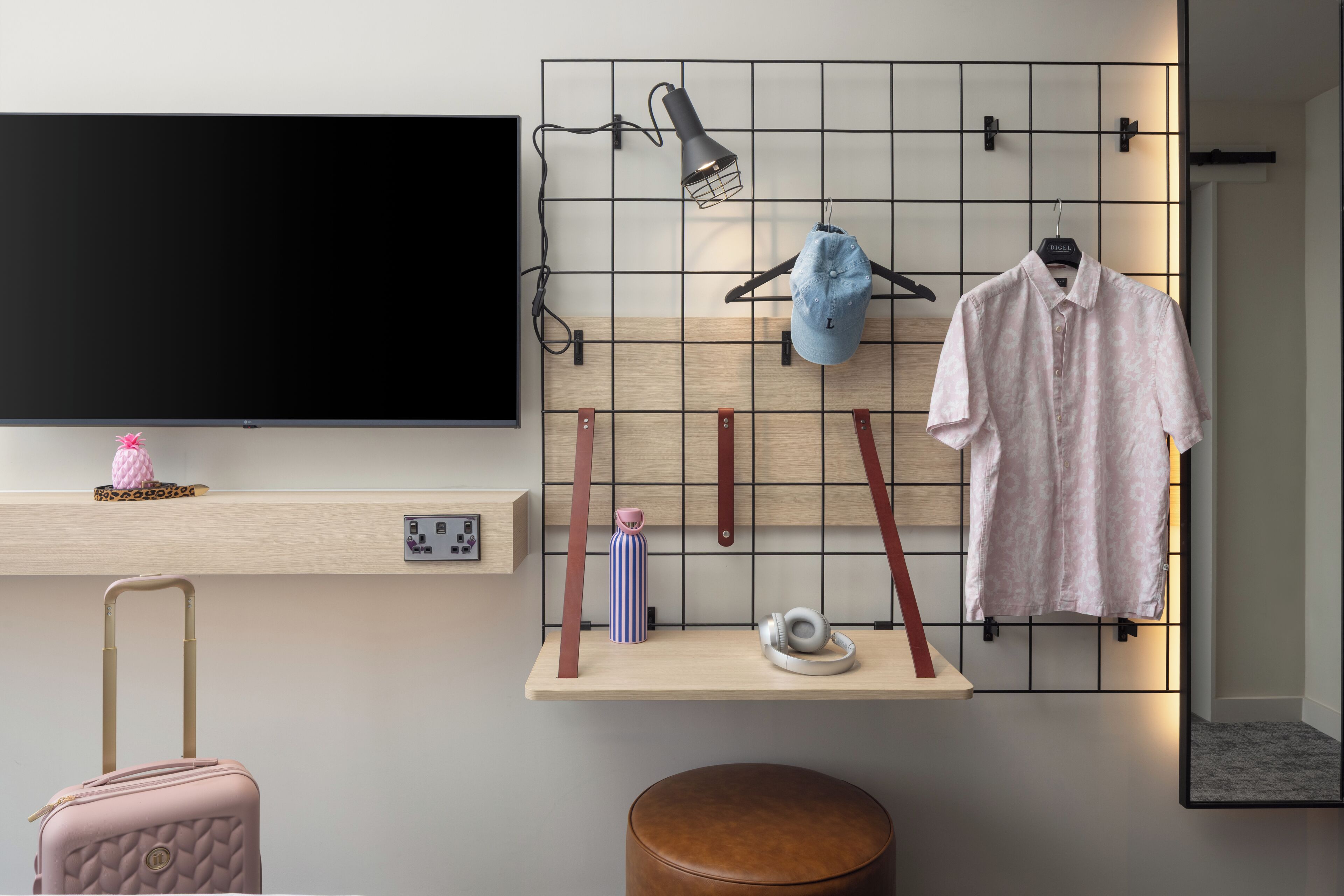 Desk, blackout drapes, soundproofing, free cribs/infant beds