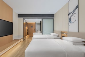 Standard Room, 2 Double Beds, City View | Minibar, in-room safe, blackout curtains, soundproofing