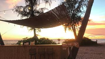 On the beach, beach bar