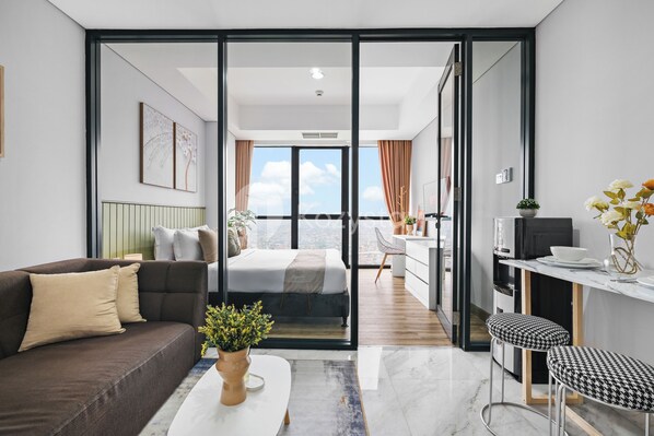 Appartement, 1 chambre, vue ville | Coin séjour