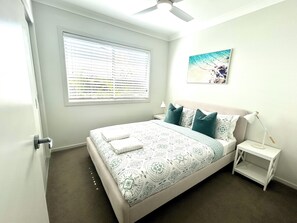 2 bedrooms, in-room safe, iron/ironing board, travel cot