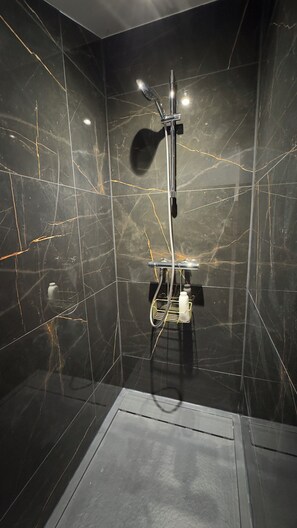 Douche, serviettes fournies, papier toilette