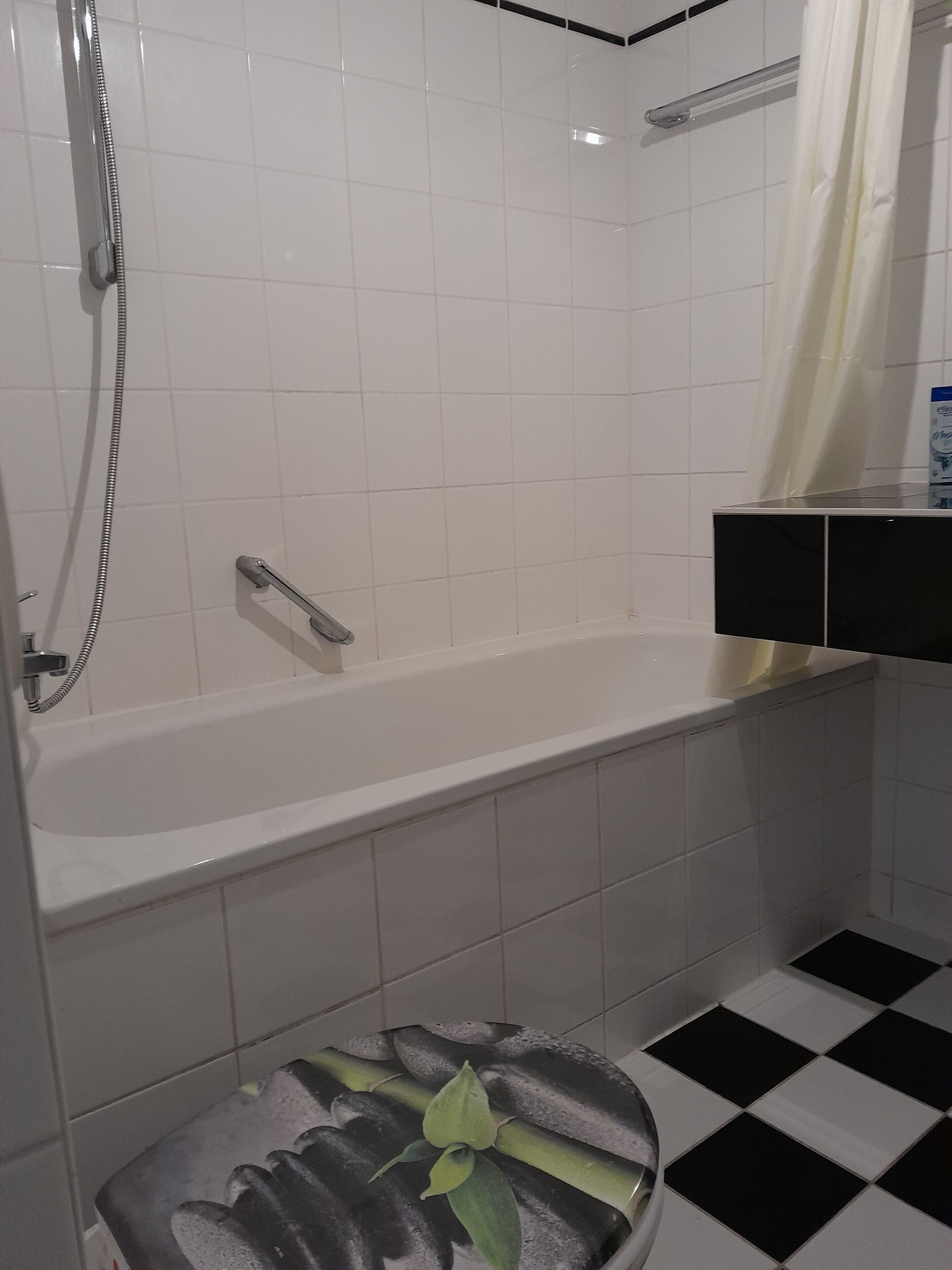 Un baño con bañera, ducha y retrete.