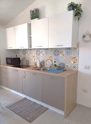 Kühlschrank, Mikrowelle, Herdplatte, Geschirrspüler