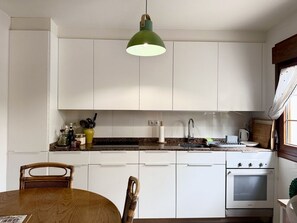 Fridge, microwave, oven, dishwasher