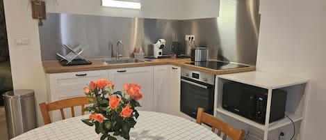 Een magnetron, een oven, een kookplaat
