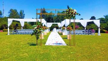 Outdoor banquet area