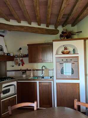 Mikrowelle, Ofen, Herdplatte, Wasserkocher mit Kaffee-/Teezubehör