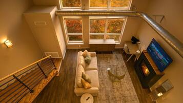 TV, fireplace, offices