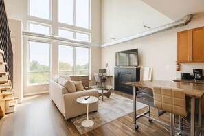 TV, fireplace, offices