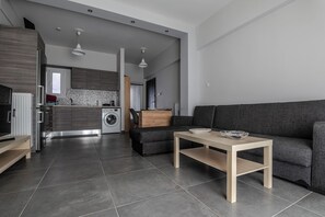 Leilighet – deluxe | Oppholdsområde | PC-skjermer