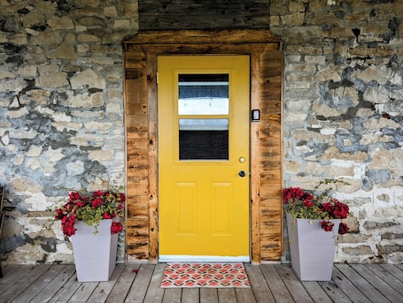 Exterior detail. School House Suite steps from Bridal Veil Falls in beautiful Kagawong