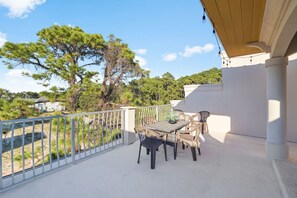 Outdoor dining - New Listing! Rooftop Terrace with Peekaboo Gulf Views! Steps to Beach Access! (Santa Rosa Beach)
