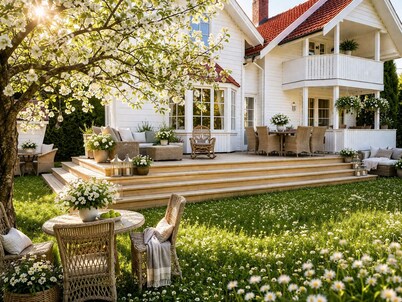 Detached house with terraces and garden. Close to the sea and the town center