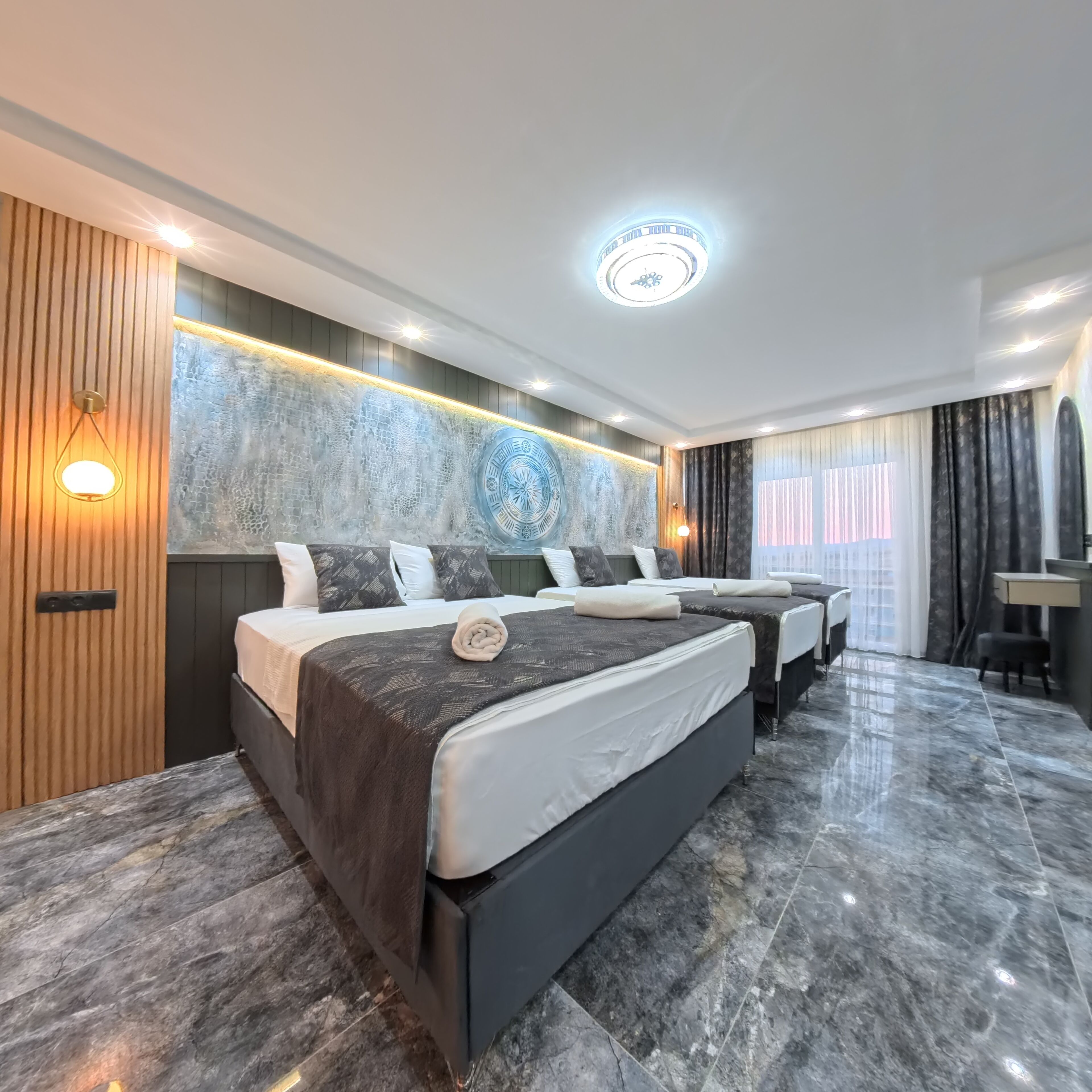 In-room safe, desk, laptop workspace, blackout drapes