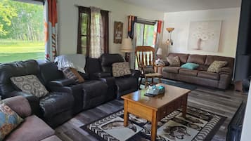 Smart TV, fireplace, foosball, table tennis