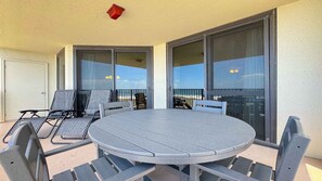 Outdoor dining - Beachfront 1BR, Updated with great amenities! (Orange Beach)