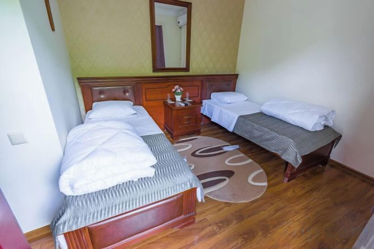 Blackout drapes, soundproofing, iron/ironing board (on request)