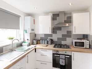 Fridge, microwave, oven, toaster