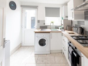 Fridge, microwave, oven, toaster