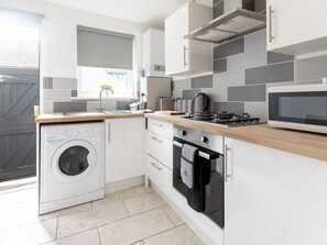 Fridge, microwave, oven, toaster