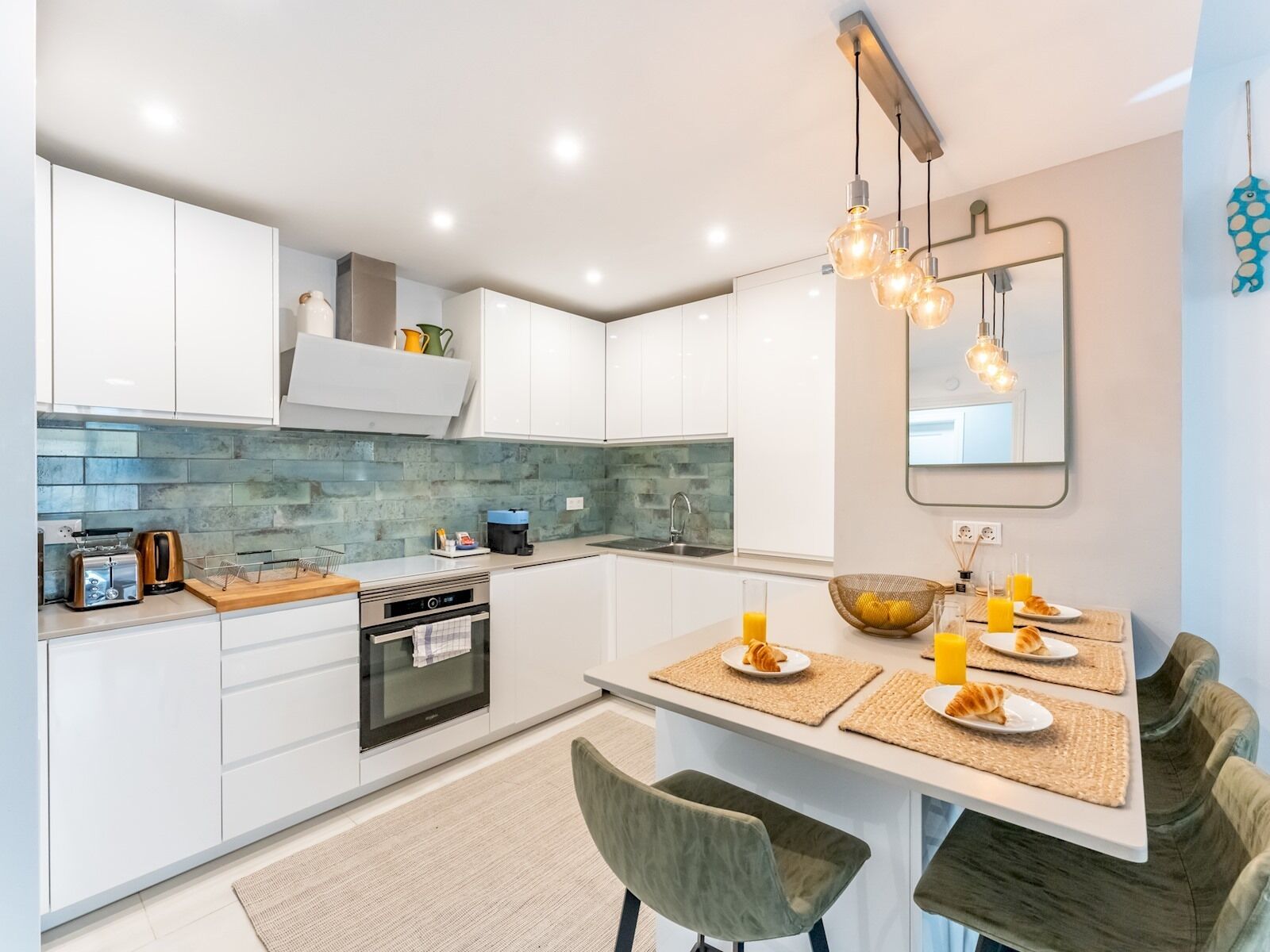 Fridge, microwave, oven, dishwasher