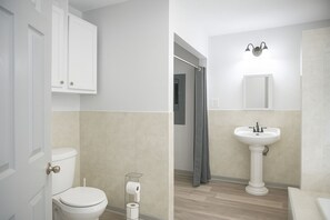 Sèche-cheveux, serviettes fournies, savon, papier toilette