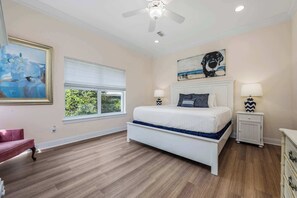 House, Multiple Beds, Patio, Garden View (Vintage Blue) | 3 bedrooms, individually decorated, individually furnished, bed sheets