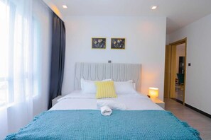 2 slaapkamers, een strijkplank/strijkijzer, wifi, beddengoed