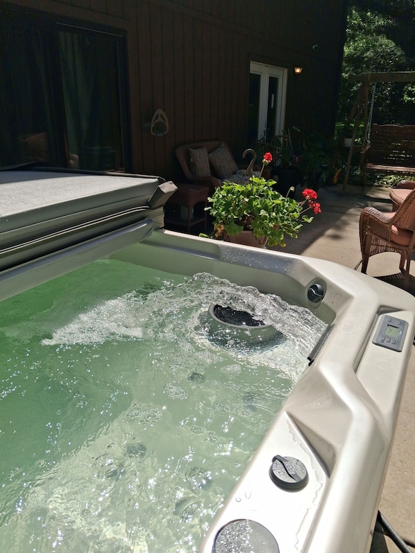 Terrace/patio - Charming 1-bedroom apt in house by creek with AC, in delightful Portage (Portage)