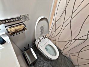Dusche, Haartrockner, Bidet, Handtücher