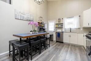 Fridge, microwave, dishwasher, toaster