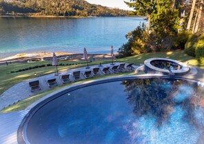 Indoor pool, outdoor pool, open 10:00 AM to 9:00 PM, pool loungers