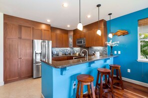 Condo, Multiple Beds, Lanai, Golf View (Halii Kai 10E) | Private kitchen | Coffee/tea maker, dining tables