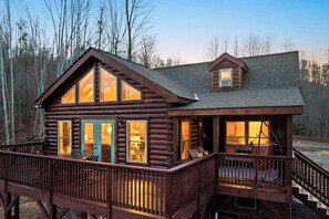 Exterior - Hot Tub & Game Room: Lakefront Cabin in Elk Park! (Elk Park)