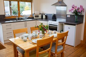 Fridge, microwave, toaster, high chair