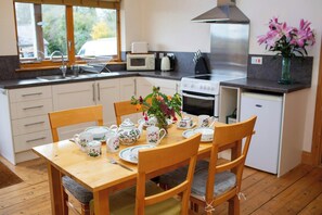 Fridge, microwave, toaster, highchair