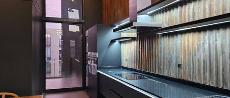 Apartment | Private kitchen | Full-sized fridge, microwave, oven, stovetop