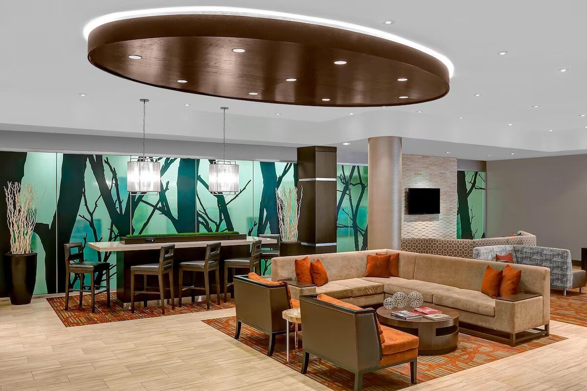 Unwind in the expansive lounge with cozy seating nooks.