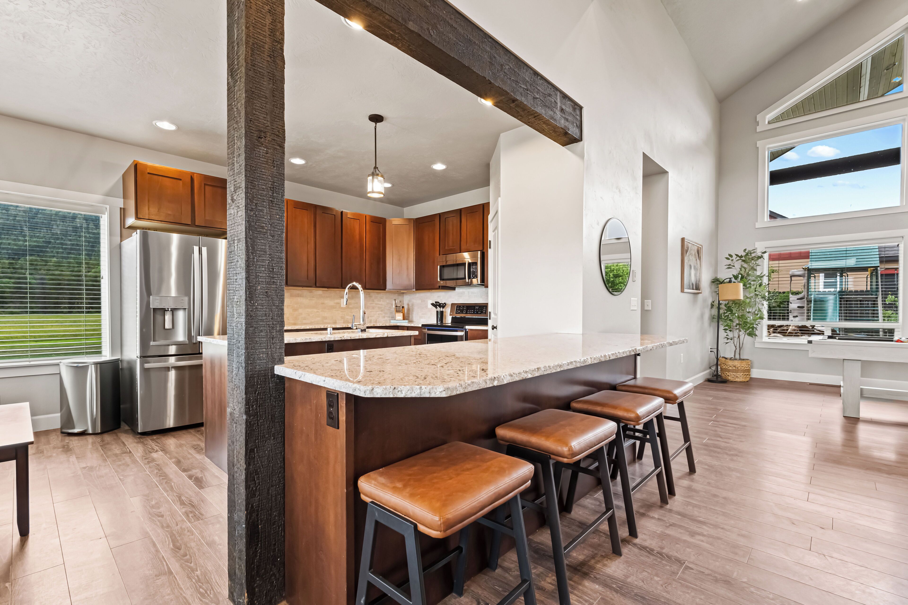 Fridge, microwave, oven, dishwasher