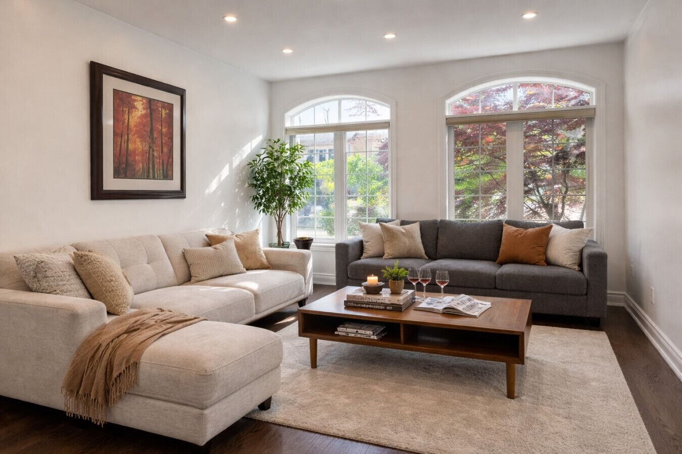 Smart TV, caminetto, libri, studio