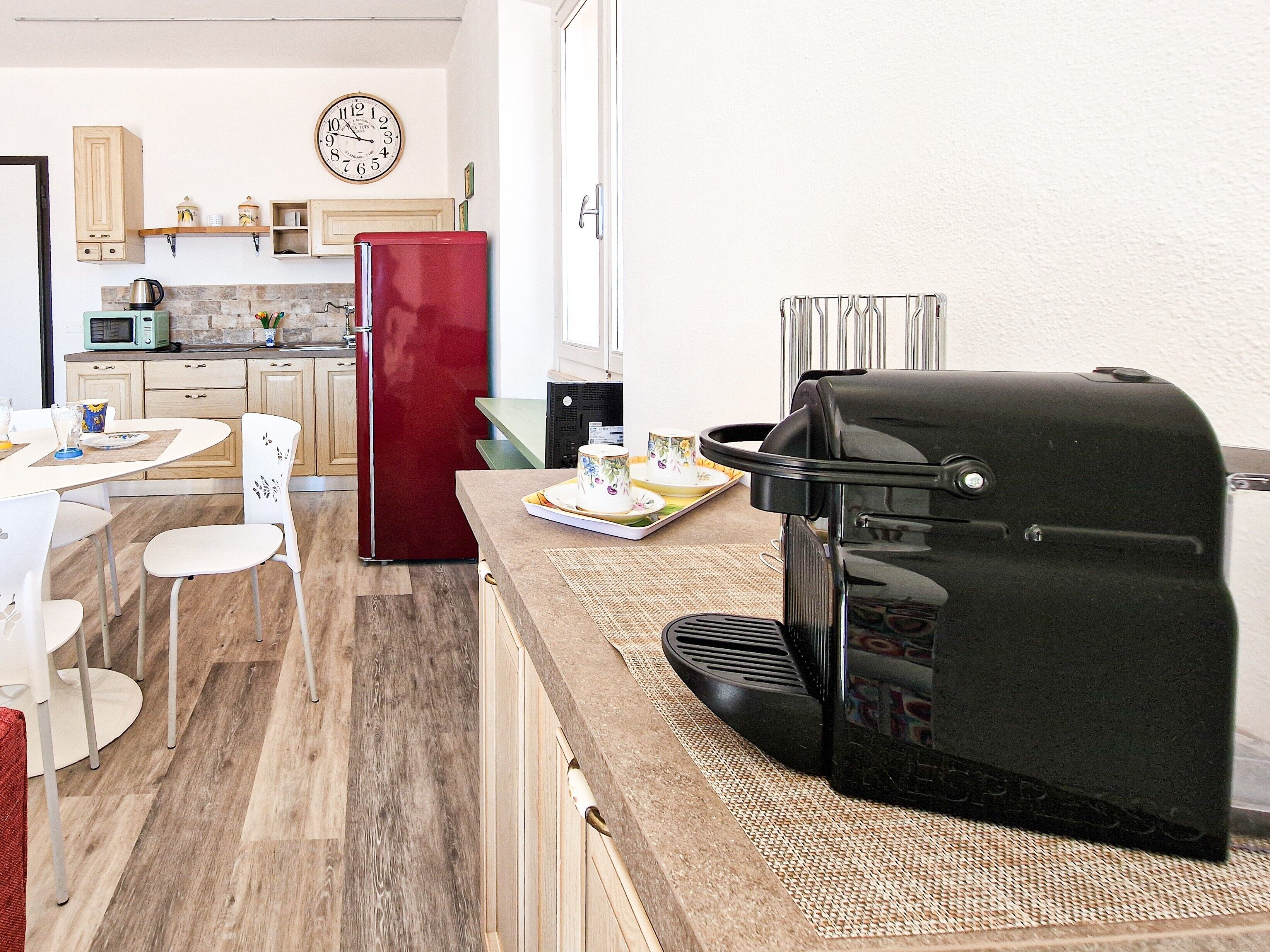 Fridge, microwave, dishwasher, coffee/tea maker